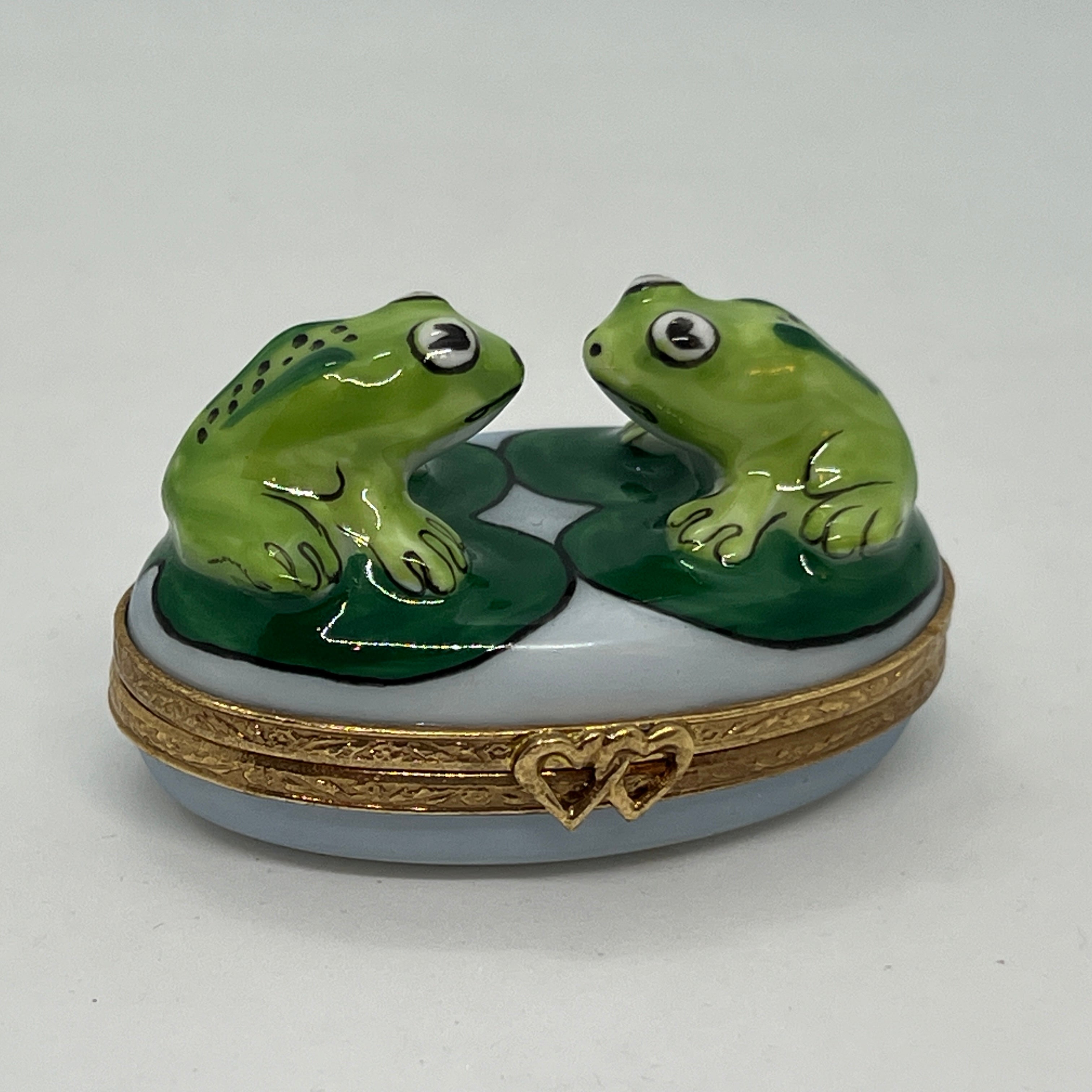 リモージュボックス 読書するカエル 蛙 小物入れ 2個